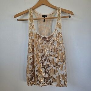 Nollie Women's Gold Sequin Racer-back Tank Top - Medium